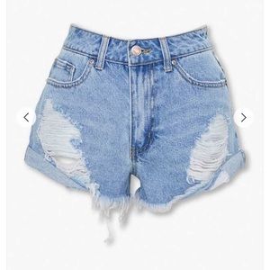 Distressed jean shorts